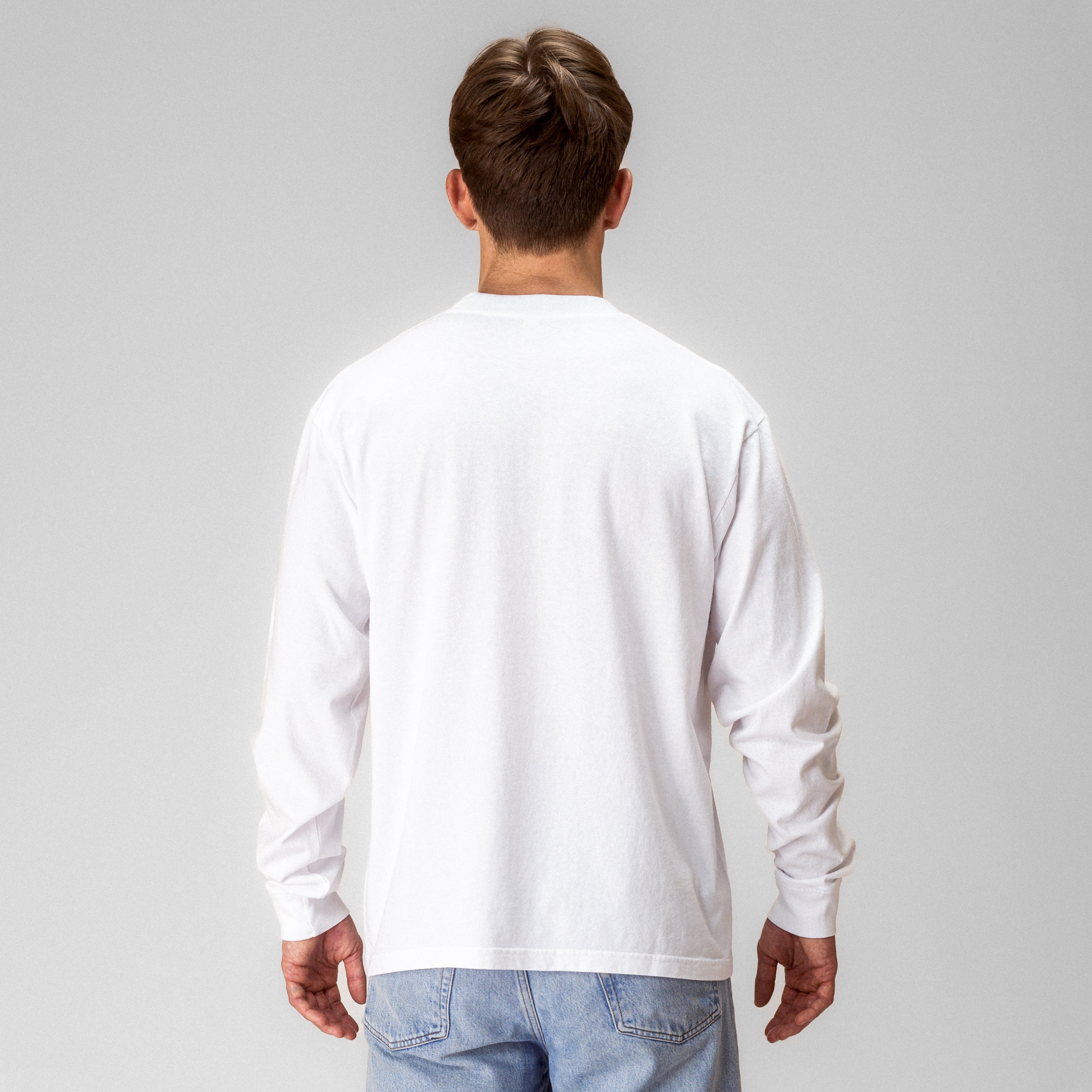 Tシャツ・カットソー RONRON MINI POINT LABEL STANDARD FIT LONG SLEEVE WHITE Stretch Long Sleeve T-Shirt | johnnie-O · johnnie-O